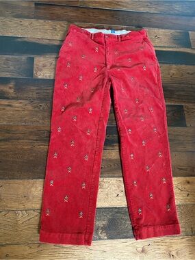 VTG Polo Ralph Lauren 90s Red Corduroy Embroidered Crest logo Pants Mens 36x32